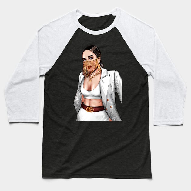 Business woman in a white jacket and a gold mask Baseball T-Shirt by ArctiumStudio